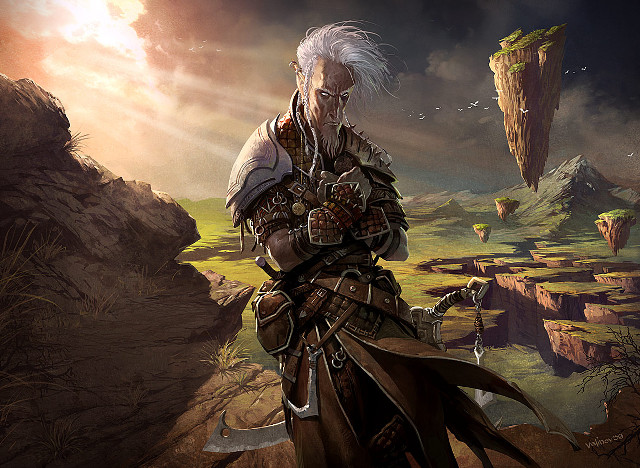 Fantasy warrior sword armor hillside free wallpaper for desktop - medium preview image