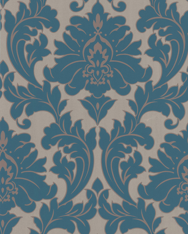 Blue beige wallpaper floral design free wallpaper for mobile - medium preview image