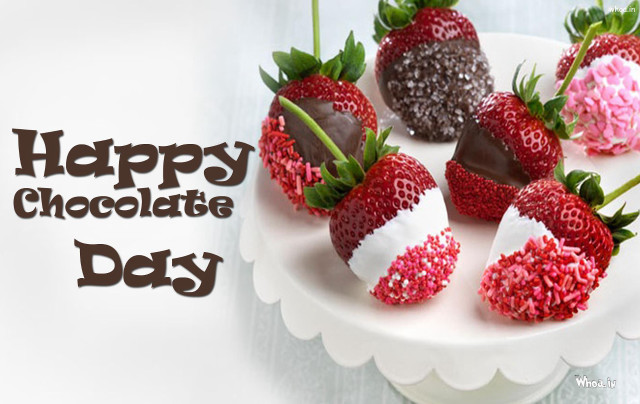 Happy chocolate day strawberries white free wallpaper for desktop - medium preview image