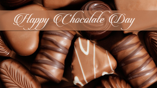 Chocolate pile happy message conceptual free wallpaper for desktop - medium preview image