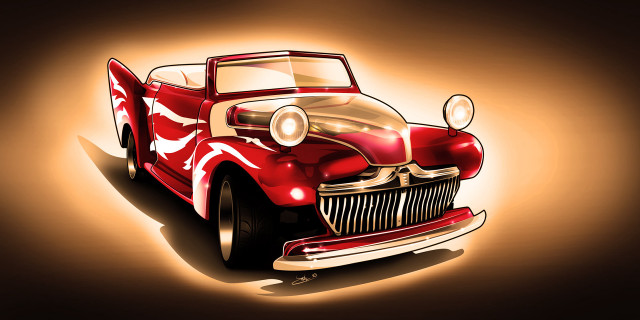 Red car white stripe yellow free wallpaper for desktop - medium preview image