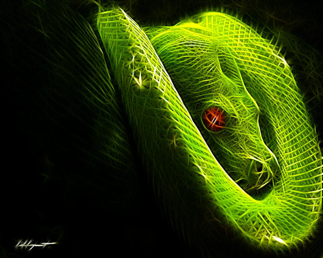 Green snake red eye dark free wallpaper for desktop - medium preview image