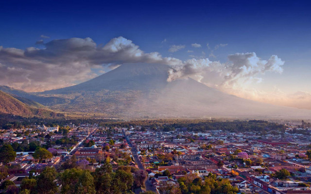 City mountain clouds sky background free wallpaper for desktop - medium preview image