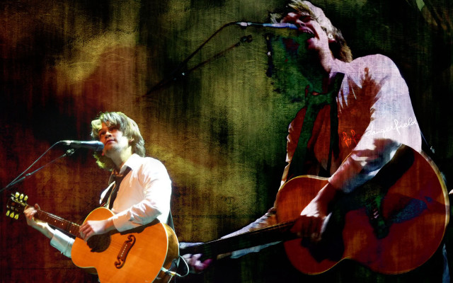 Man playing guitar singing microphone #9 free wallpaper for desktop - medium preview image