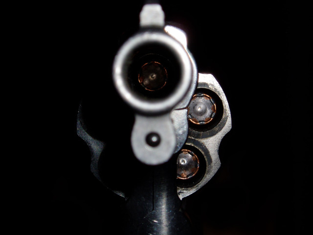 Close up black gun white free wallpaper for desktop - medium preview image