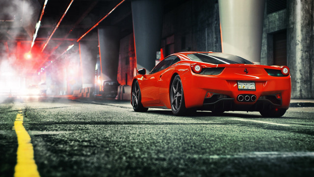 Red sports car night street #2 free wallpaper for desktop - medium preview image