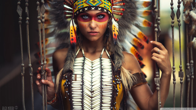 Native american woman costume feather free wallpaper for desktop - medium preview image