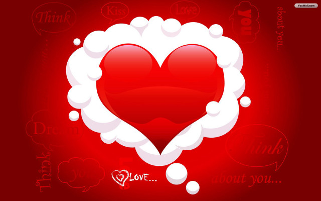 Red heart bubbles thought bubble free wallpaper for desktop - medium preview image