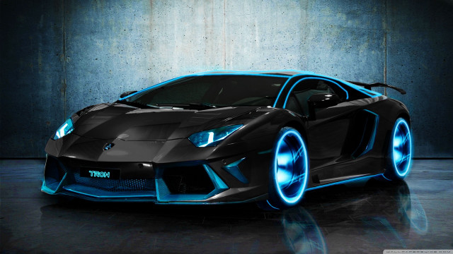 Black sports car blue lights #5 free wallpaper for desktop - medium preview image