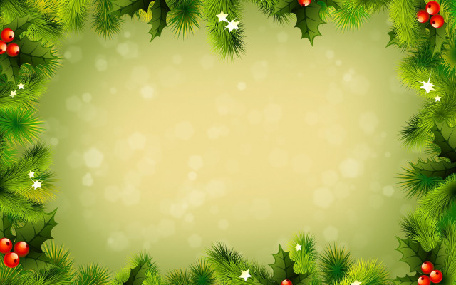 Christmas holly berries green background free wallpaper for desktop - medium preview image