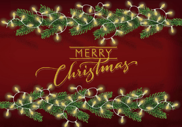 Merry christmas card garland lights free wallpaper for desktop - medium preview image