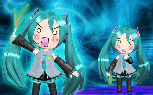 Cartoon character blue wig gun free wallpaper for desktop - medium preview image