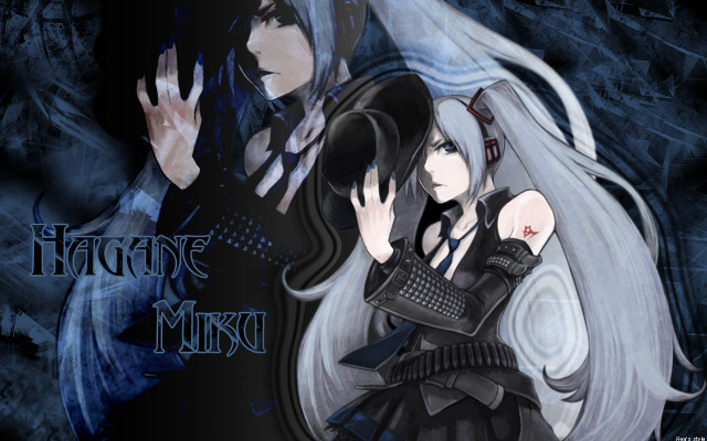 Anime couple white hair black #2 free wallpaper for desktop - medium preview image