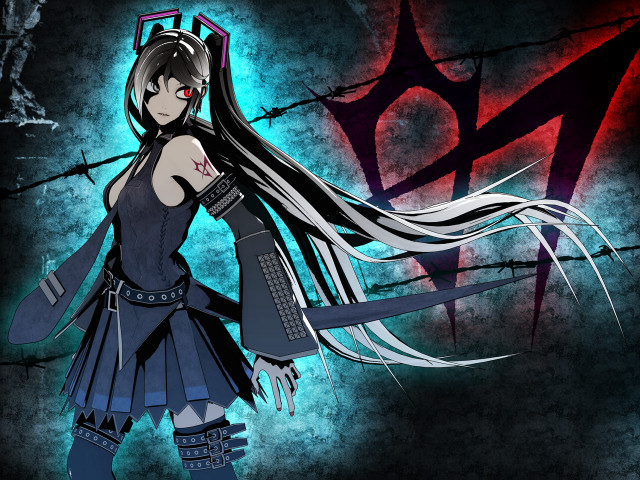 Gothic yandere sword woman bluebarbedwire free wallpaper for desktop - medium preview image