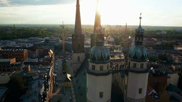 City tall buildings sun background free wallpaper for desktop - medium preview image