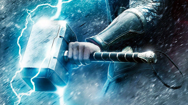 Thor lightning storm ocean waves free wallpaper for desktop - medium preview image