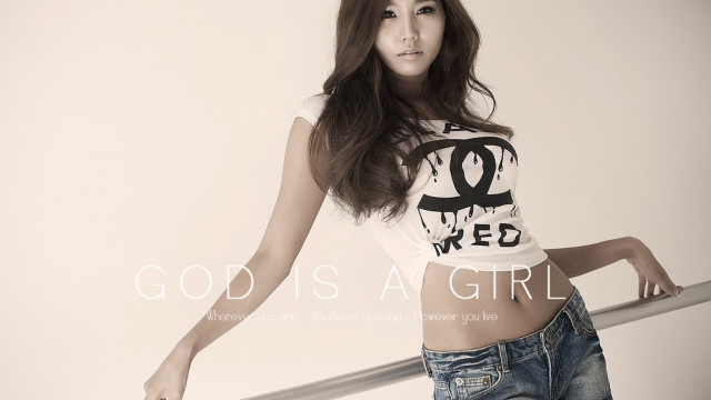 Woman white shirt jeans posing #3 free wallpaper for desktop - medium preview image