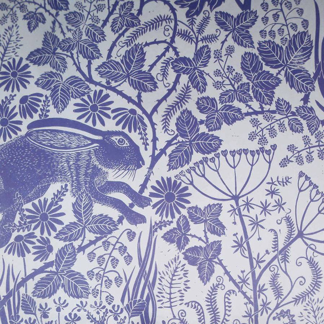 Blue white rabbit flowers background free wallpaper for tablet - medium preview image