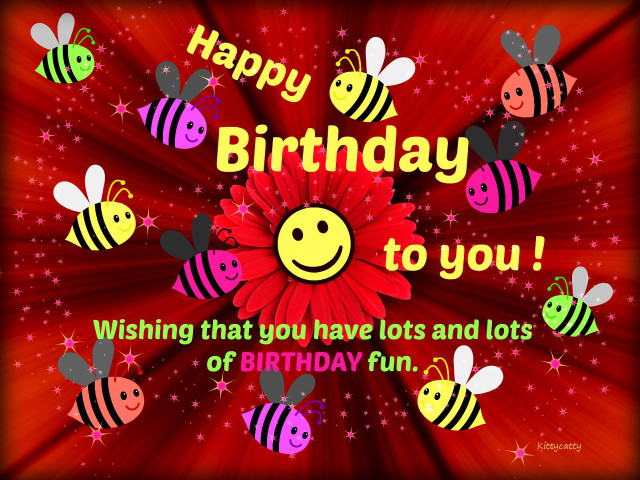 Happy birthday card bees flower free wallpaper for desktop - medium preview image