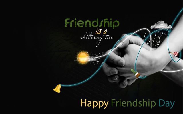 Happy friendship day couple holding free wallpaper for desktop - medium preview image