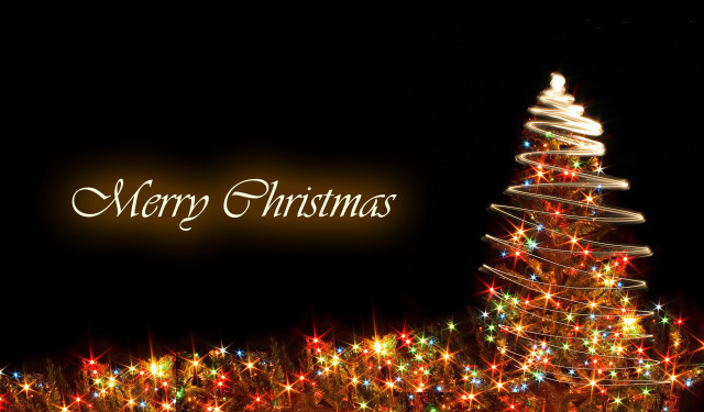 Christmas tree lights merry message free wallpaper for desktop - medium preview image