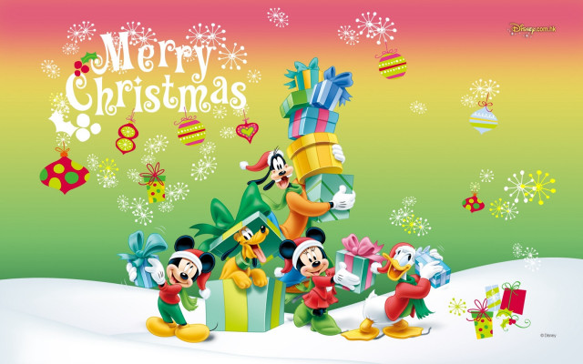 Mickey mouses presents snow christmas free wallpaper for desktop - medium preview image