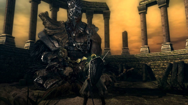 Man armor giant statue temple free wallpaper for desktop - medium preview image