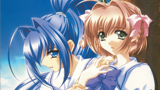 Anime girls blue hair green free wallpaper for desktop - medium preview image