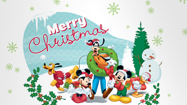 Mickey mouse christmas card goofy free wallpaper for desktop - medium preview image