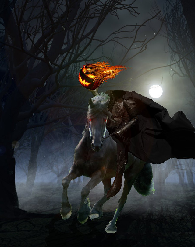 Man horse woods night fire free wallpaper for mobile - medium preview image