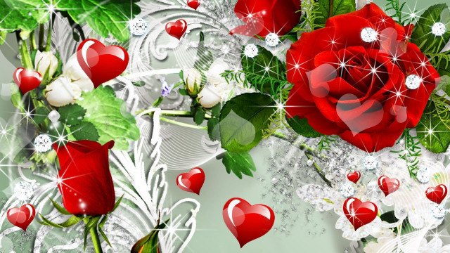 Red rose hearts flower gothic free wallpaper for desktop - medium preview image