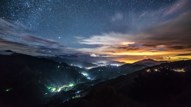 Night sky stars clouds mountain #2 free wallpaper for desktop - medium preview image