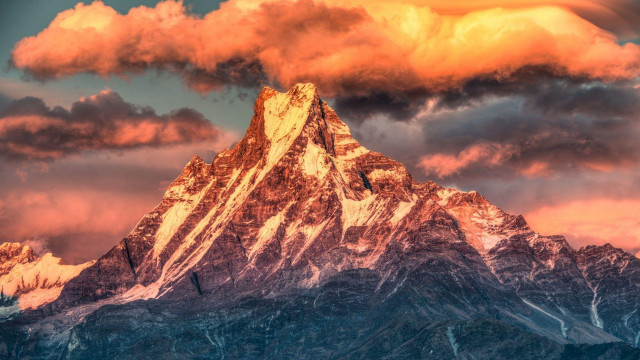 Mountain peak red sky clouds #2 free wallpaper for desktop - medium preview image