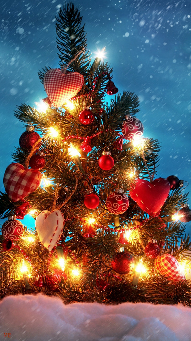 Christmas tree lights ornaments snow #2 free wallpaper for mobile - medium preview image