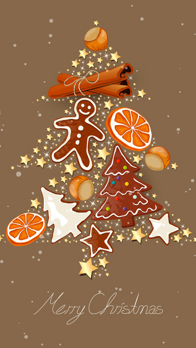 Christmas tree cookies oranges star free wallpaper for mobile - medium preview image