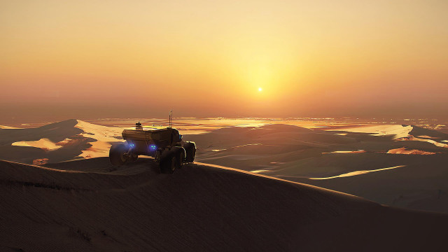 Four wheeler sand dune sunset free wallpaper for desktop - medium preview image