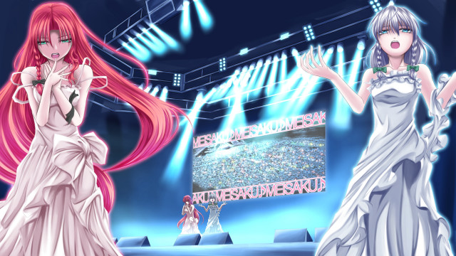 Anime girls white dresses stage free wallpaper for desktop - medium preview image