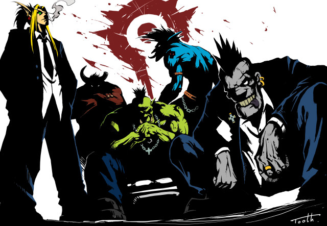 Group demons back shock art free wallpaper for desktop - medium preview image