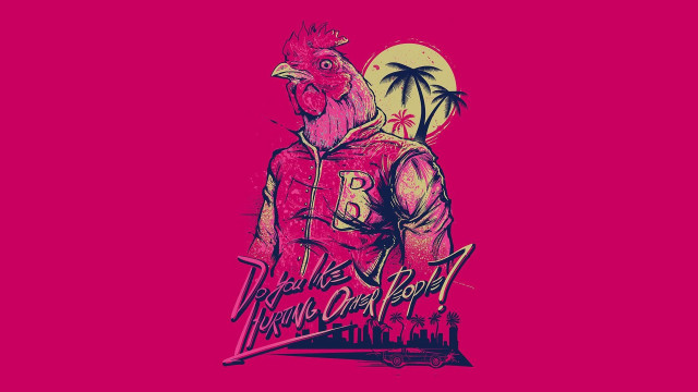 Pink rooster jersey palm trees free wallpaper for desktop - medium preview image