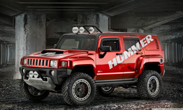 Red hummer truck parking garage free wallpaper for desktop - medium preview image