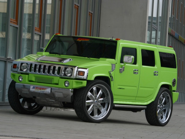 Bright green hummer parked street free wallpaper for desktop - medium preview image