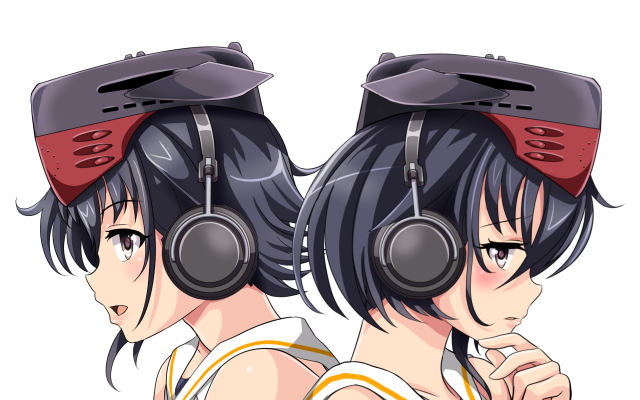 Anime characters headphones hat red free wallpaper for desktop - medium preview image