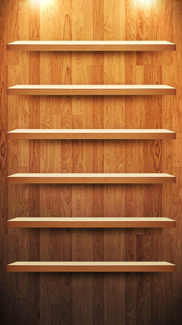 Wooden shelf lights wall floor free wallpaper for mobile - medium preview image