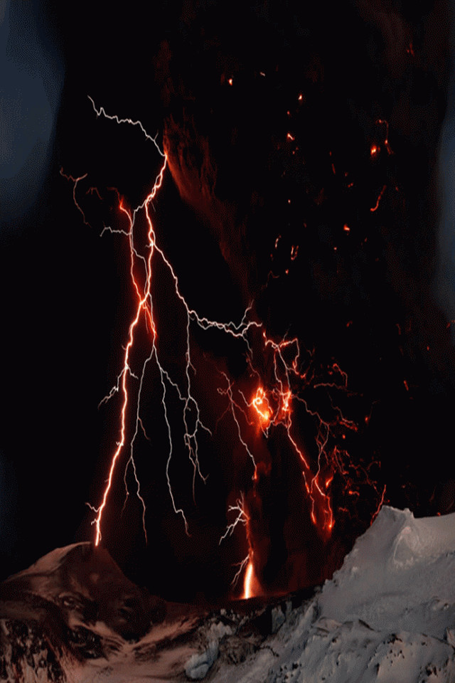 Snowy mountain lightning dark sky free wallpaper for mobile - medium preview image