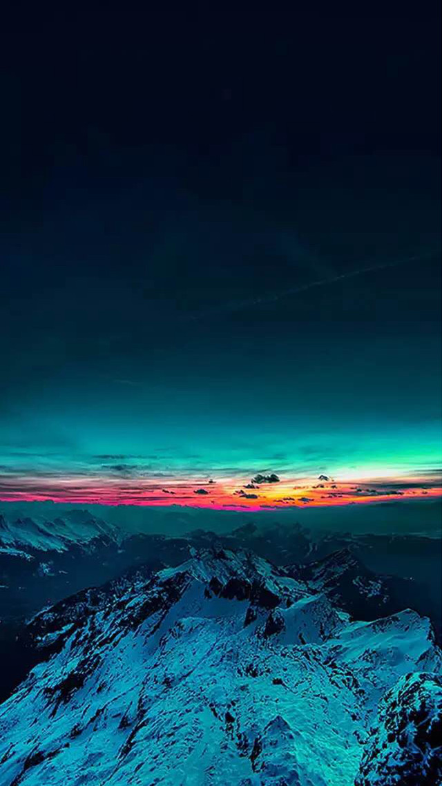 Mountain sunset clouds red blue free wallpaper for mobile - medium preview image