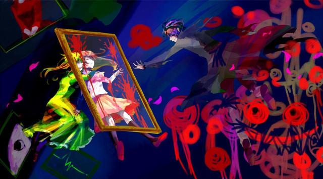 Woman holding frame man standing free wallpaper for desktop - medium preview image