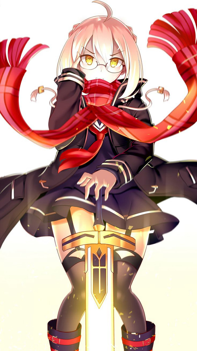 Woman sword red scarf neck free wallpaper for mobile - medium preview image