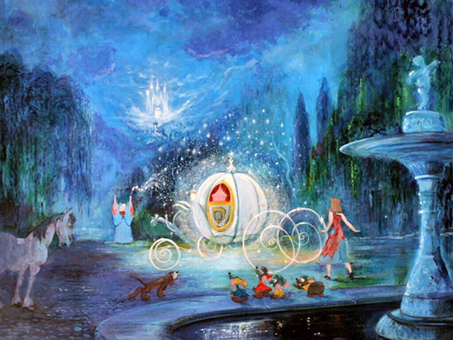 Horse drawn carriage park fountain free wallpaper for desktop - medium preview image