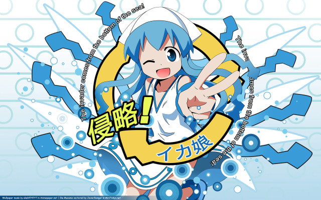 Cartoon character blue hair peace free wallpaper for desktop - medium preview image