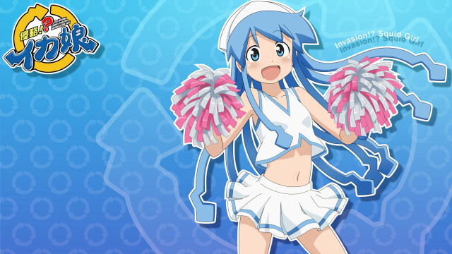 Girl white outfit blue hair free wallpaper for desktop - medium preview image